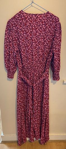 F&F Bright Hot Pink and Red Floral Ditsy Long Swing Midi Dress