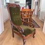 Mahogony Green Velvet Occasional Chair Image 4