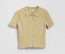 Ribbed Knit Polo Cardigan