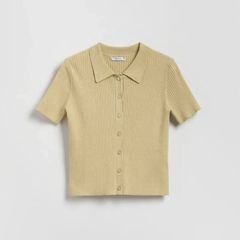 Ribbed Knit Polo Cardigan