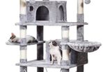 Cat Tree Tower 170cm Cat Scratching Post with Condos, Basket, Hammock & Plush Perches for Kittens, Large Cats, Light Grey (FREE POSTAGE)