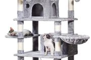 Cat Tree Tower 170cm Cat Scratching Post with Condos, Basket, Hammock &amp; Plush Perches for Kittens, Large Cats, Light Grey (FREE POSTAGE)
