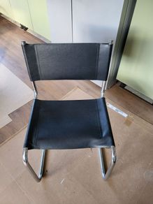tubular steel chair in chrome and leather mid century genuine classic