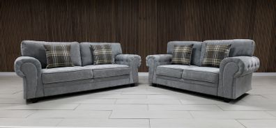 Verona Grey Fabric Fullback Cushions Sofa