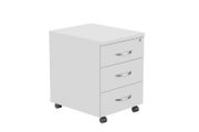 NEW White Three Drawer Lockable Mobile Pedestal