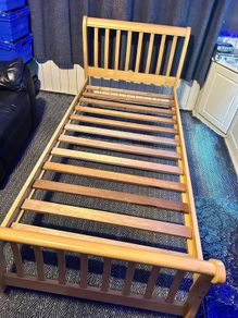 Good Quality Wooden Sleigh Single Bed Frame - Can Deliver