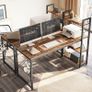 Computer Desk with Storage Shelves Writing Desk with Shelves 160CM Reversible Computer Desk with Bookshelf for Home Office Small Space MULTIPLE COLOURS AVAILABLE (FREE POSTAGE) Image 4