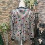 Vintage 80s 90s Black and White houndstooth blouse with rainbow colour splash small to medium Image 5