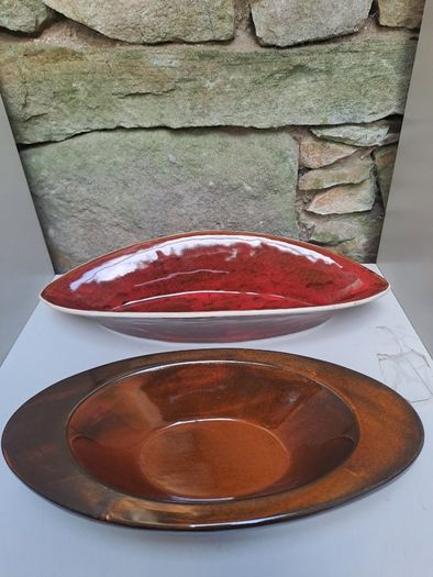 Red glazed bowl oval