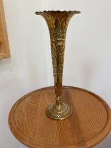 Vase - Brass Etched  (from the 40s)