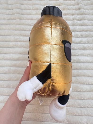 Gold Energy Drink Metallic Plush approx. 30 cm. Used Please see photos
