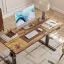 Electric Standing Desk 100 X 60 cm Heigh Adjustable Standing desk, Ergonomic Home Office Desk for sit stand Table with Splice Board & Rustic Wood Grain Surface Image 4