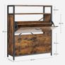 Shoe Cabinet with 2 Flaps, Storage Cabinet, Open Compartments, Adjustable Dividers, for Entrance, 10-16 Pairs, 80 x 30 x 95 cm, Rustic Brown and Black Image 4