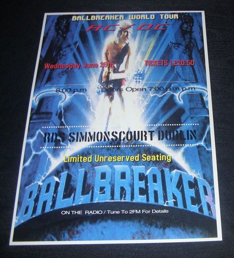 AC/DC-Rds Simmonscourt Dublin,June 1996,Ballbreaker World Tour poster