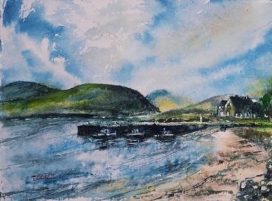 ballinskelligs pier watercolour