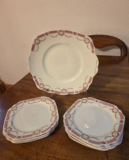 Vintage Pretty China Sandwich / Cakes Plates Set