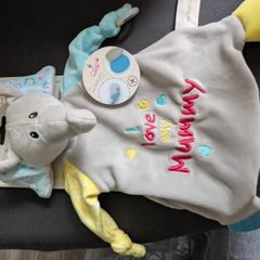 Comforter with teething ring & soother attachment