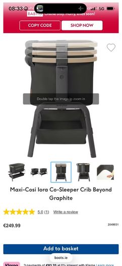 Maxi-Cosi lora Bedside Crib Beyond Graphite, used for 3 months