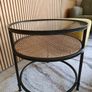 Round glass and rattan side table Image 2
