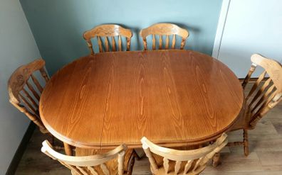 Solid Wood Dining Table + 6 Chairs