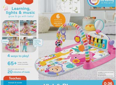 PRICE DROP!!!! Fisher-Price Baby Play Mat | Deluxe Kick & Play Baby Play Gym for Newborn Baby to 3 Year Olds with Light Up Piano, Toys and Comfy Baby Mats for Floor Play | Playmats & Floor Gyms - Pink