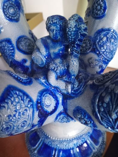 Pair Antique German Cobalt Blue Westerwald Ewers