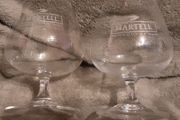 Two martell cognac glasses