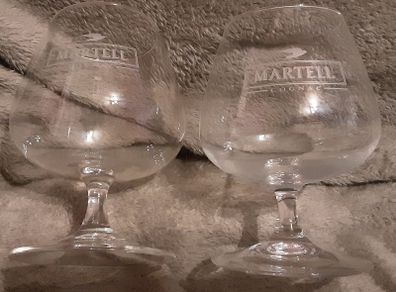 Two martell cognac glasses