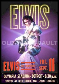 Elvis Presley Concert Poster Detroit Olympia Stadium 1970 A3 Size Repro NEW