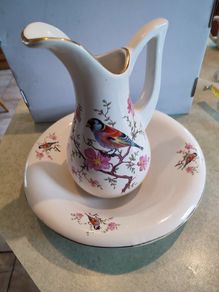 Vintage Large Ceramic Pitcher and Basin set