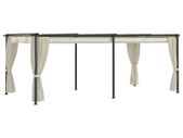 Gazebo with Curtains 3x6 m Cream Steel