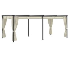 Gazebo with Curtains 3x6 m Cream Steel