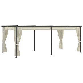 Gazebo with Curtains 3x6 m Cream Steel