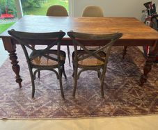 Two Cross Back Dining Chairs Rattan seat