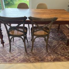 Two Cross Back Dining Chairs Rattan seat