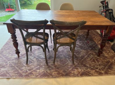 Two Cross Back Dining Chairs Rattan seat