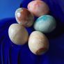 French Arcoroc Cobalt Blue Glass Plate  and Marble Eggs Image 7