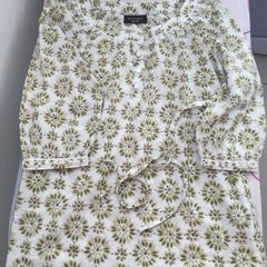 White/green/brown blouse/top