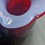 Large Murano Style Vase, Hand Blown Studio Art Glass, Iridescent Red & Gold & dark blue Image 8