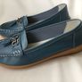 Ladies Brand New Blue Leather Moccasin Shoes Size 8 or 42 Image 3