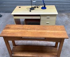 Desk, Table & lamps