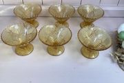 Vintage Amber Depression Glass Dessert Bowls - Set of 6 (1930s Sherbet Dishes)