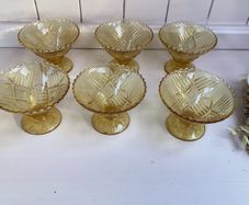 Vintage Amber Depression Glass Dessert Bowls - Set of 6 (1930s Sherbet Dishes)