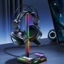 Headphone Stand RGB Headset Holder with Wireless Charger, Headset Stand Gaming Headphone Holder with 2 USB-C and 1 USB Charging Ports, 7 Light Modes and Non-Slip Rubber Base (Black) Image 6
