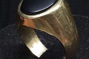 Vintage Egyptian 14K Solid Gold Black Onyx Signet Ring  Heavy Statement Ring