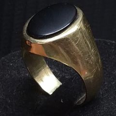 Vintage Egyptian 14K Solid Gold Black Onyx Signet Ring  Heavy Statement Ring