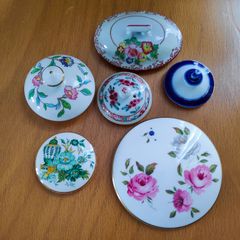 Selection of different bone china tea pot & trinket box lids