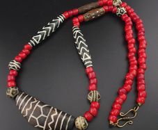 Antique Pumtek Pyu & Venetian WhiteHeart Beads Necklace 24 inches