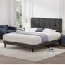 King Bed Frame, Dark Grey, Upholstered Wooden Slat Image 3