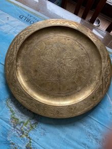 Morroccan Brass Serving Tray Genuine Handmade